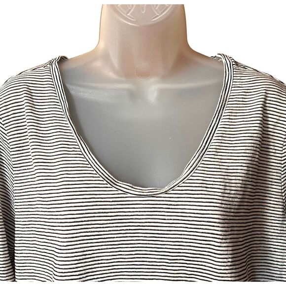 Loft Vintage Soft Black/Metallic Gold Stripe Long Sleeve Scoop Neck Top Sz XXL - Picture 2 of 9